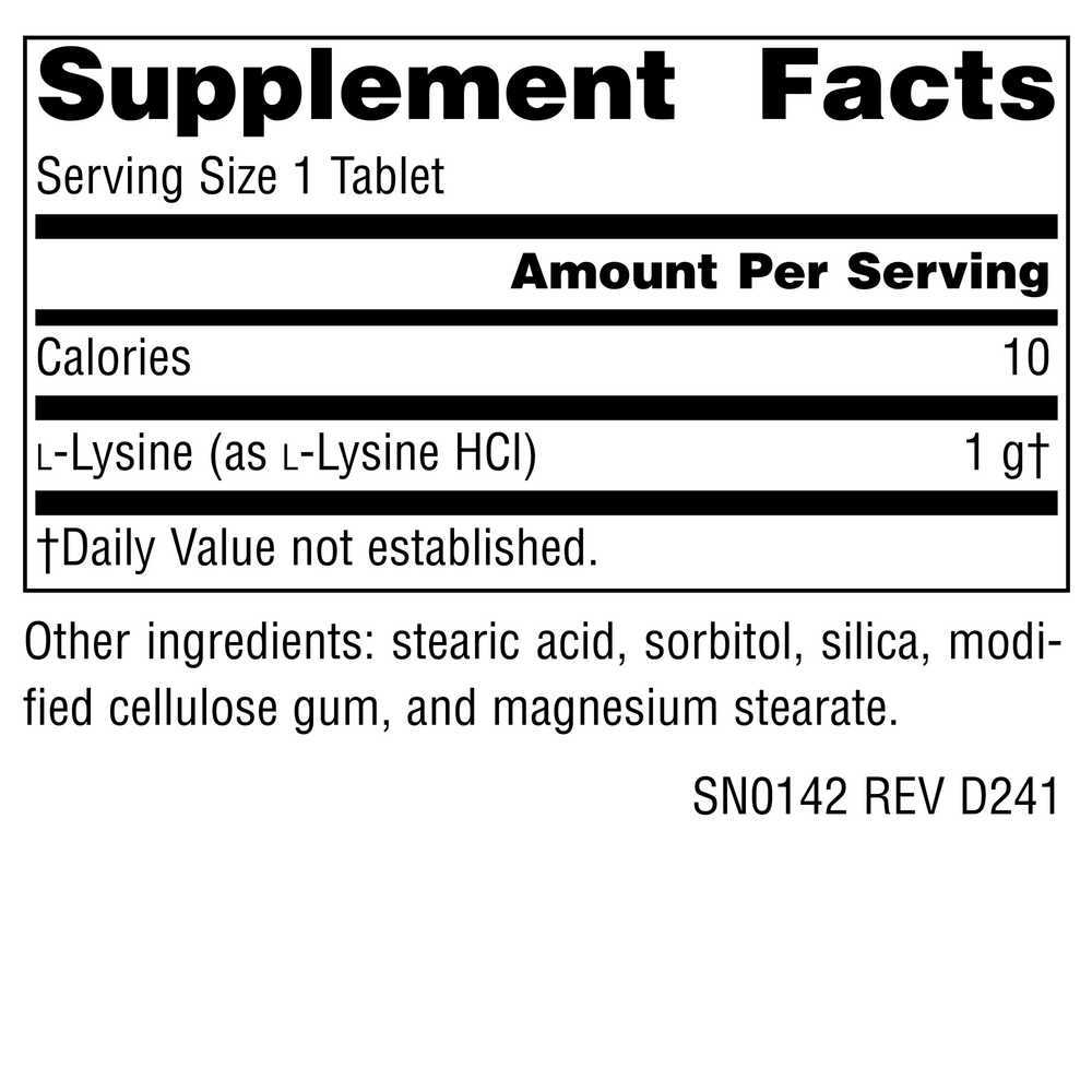 L-Lysine - 1000 mg -100 Tablets