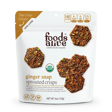 Ginger Snap Sprouted Crisps 4 oz Foods Alive