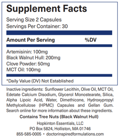 Artemisinin, Clove, Black Walnut, & MCT Oil - 60 caps